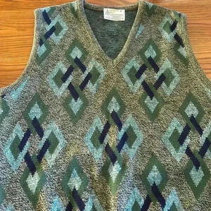 Vintage London Fog virgin acrylic knitwear of distinction W woven design mens XL